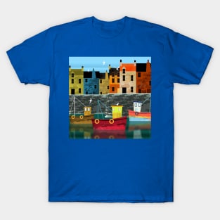 Coastal Town with Boats T-Shirt